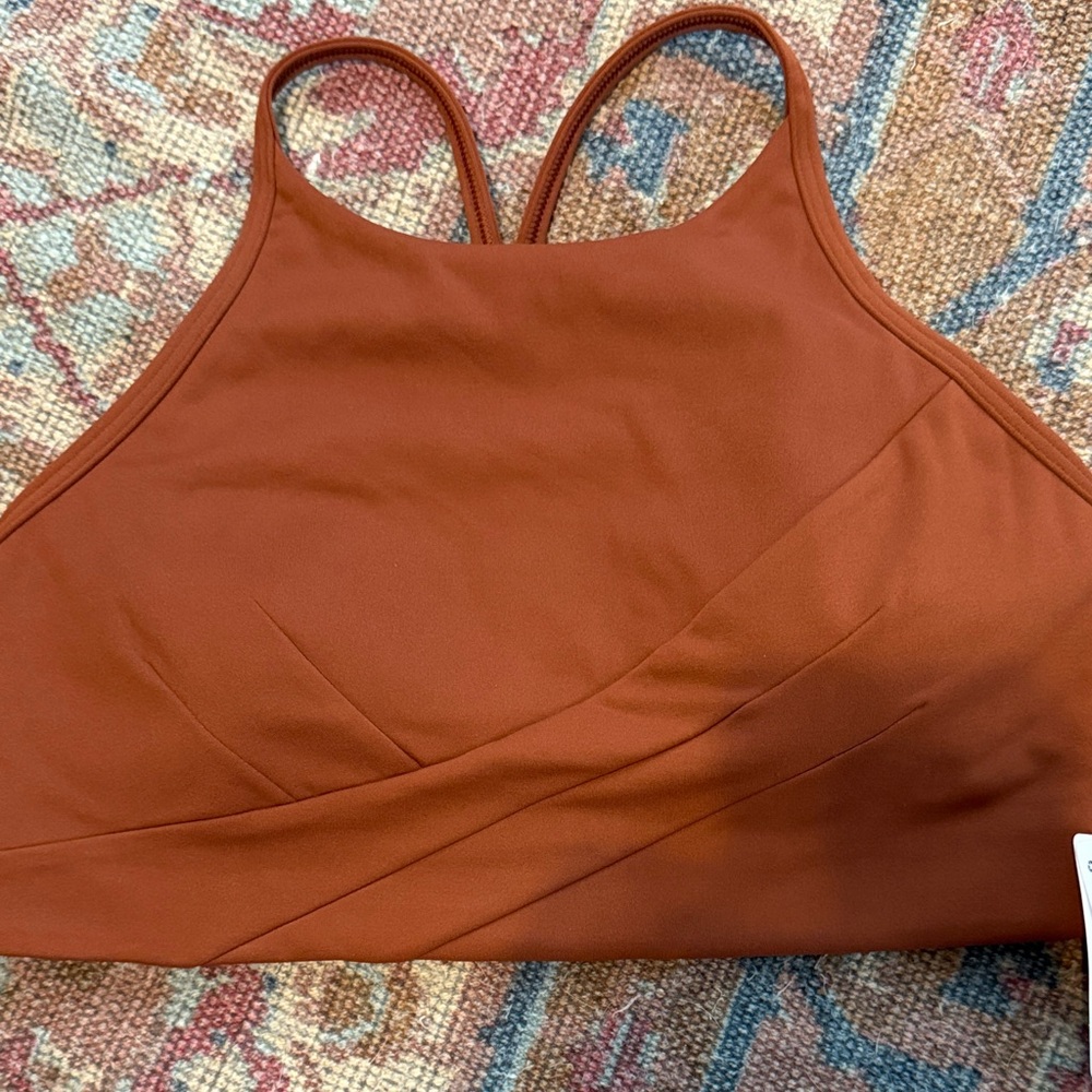 Lululemon Flow Wrap Front Rust Brown Strappy Crop… - image 1